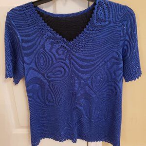 Blue Shirt With Soft Sparkles Fitted S-M